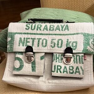 Adorable Green and White Textured Bag